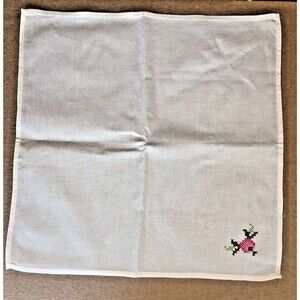 15 Napkins Christmas Holly Cotton Linen Vintage Cross Stitch Embroidered Square